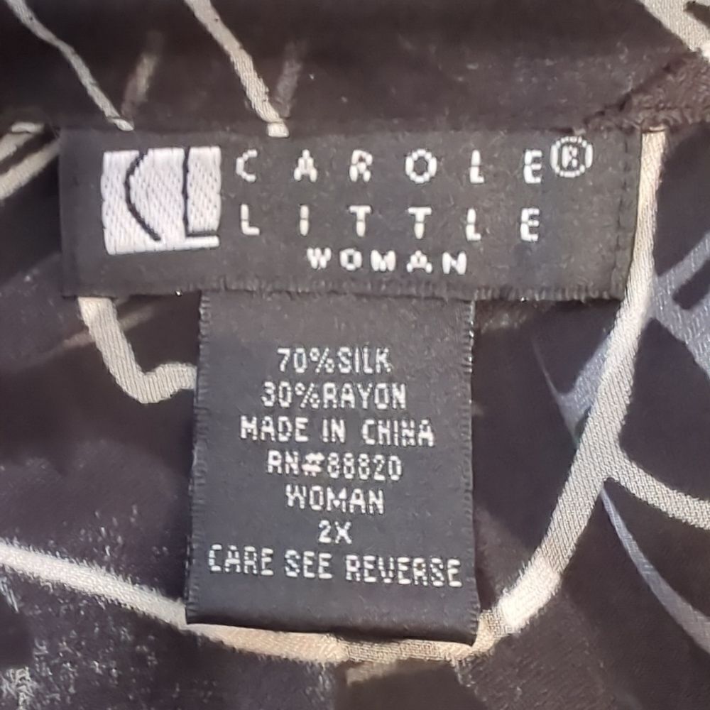 Carol Little Black and White Sheer Print Blouse 2X - Picture 6 of 7